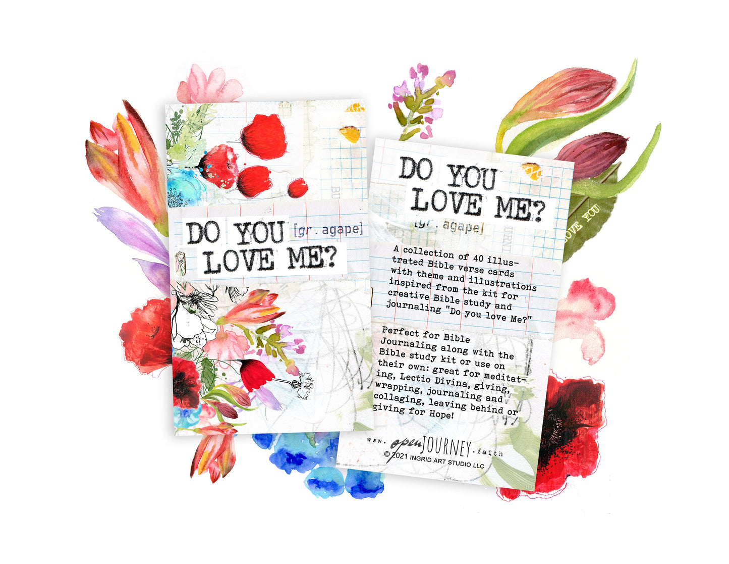 Do you love Me? - set of 40 illustrated Bible Journaling Cards with Bible verses