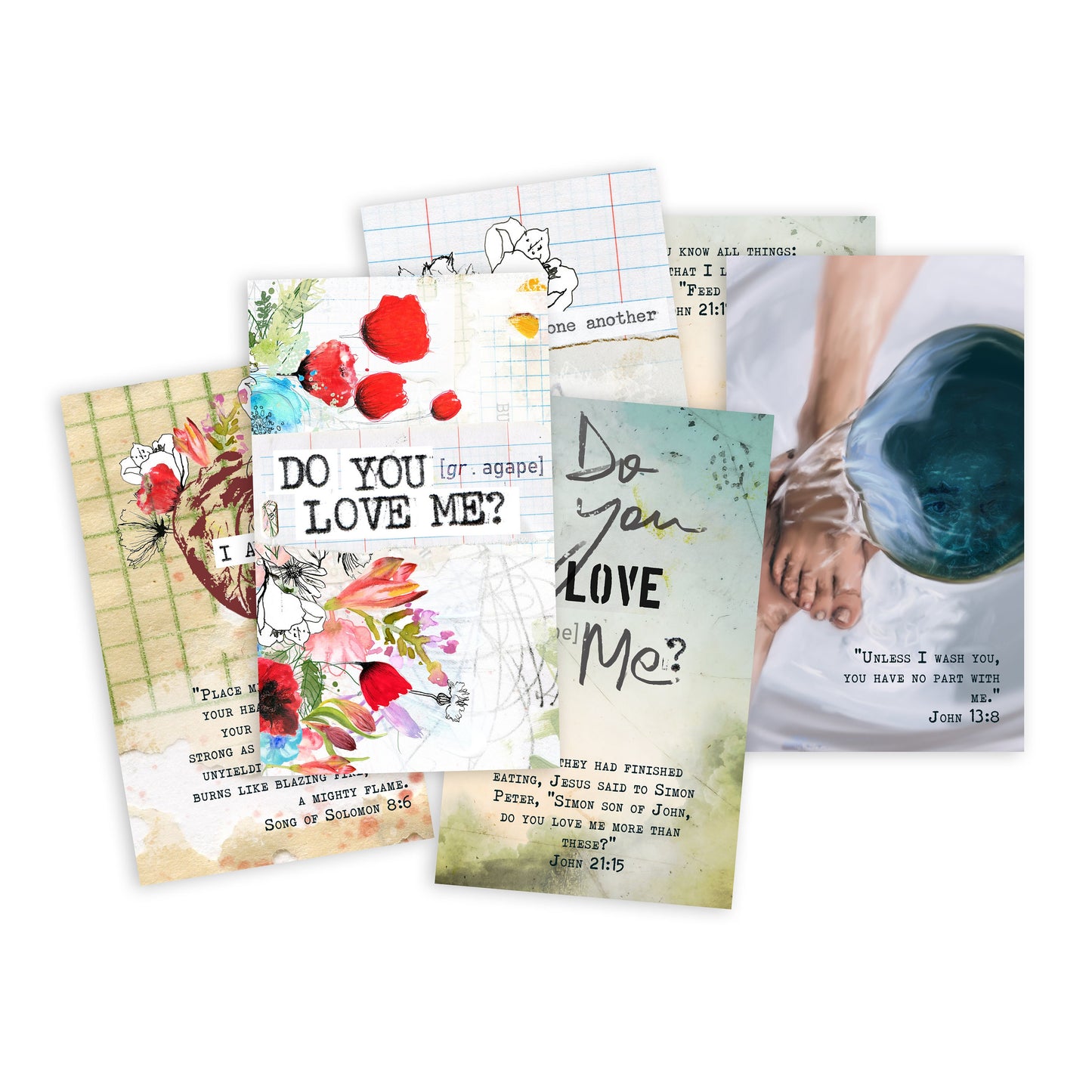 Do you love Me? - set of 40 illustrated Bible Journaling Cards with Bible verses