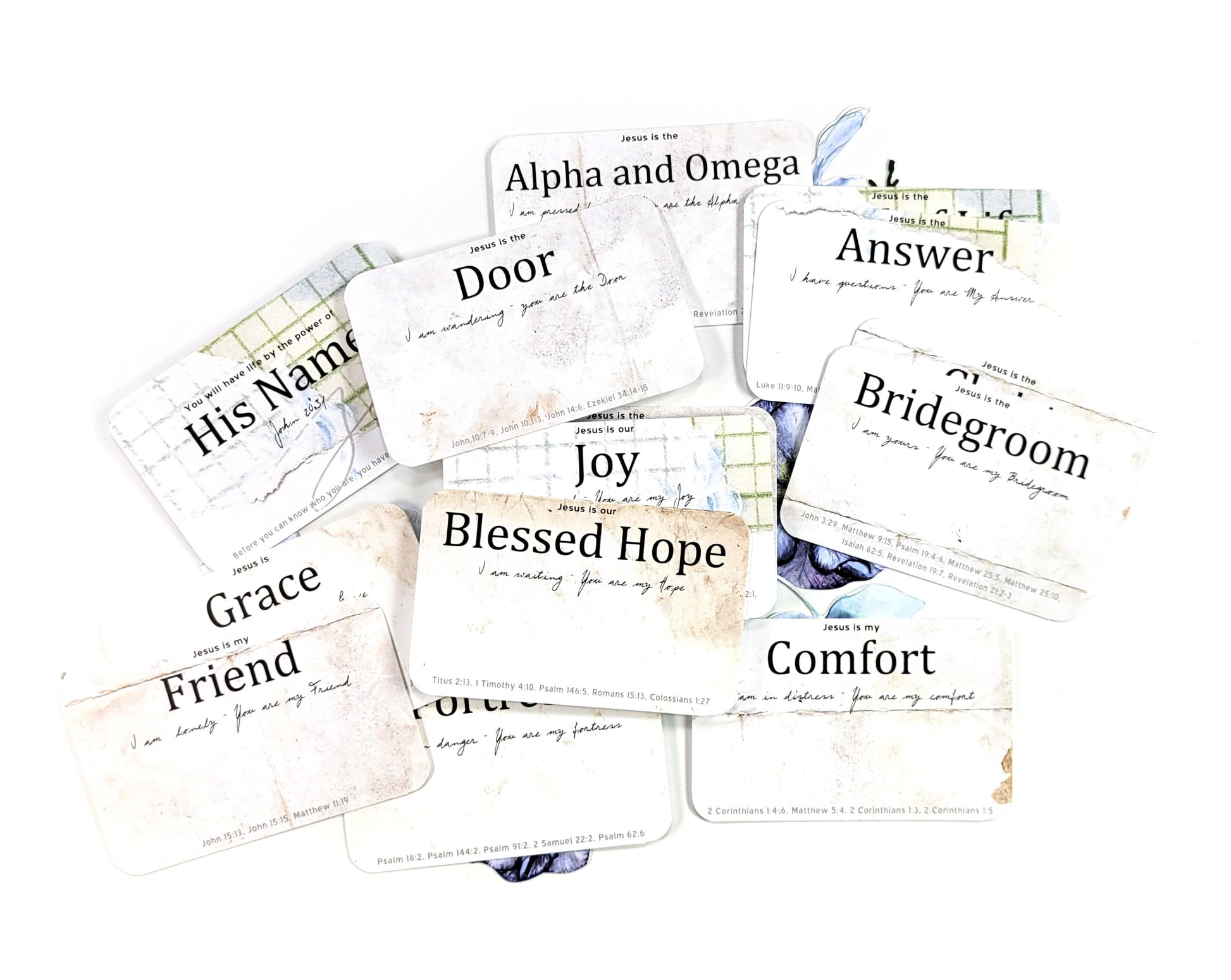 His Name - 33 Names of Jesus card set (with Bible verse references)