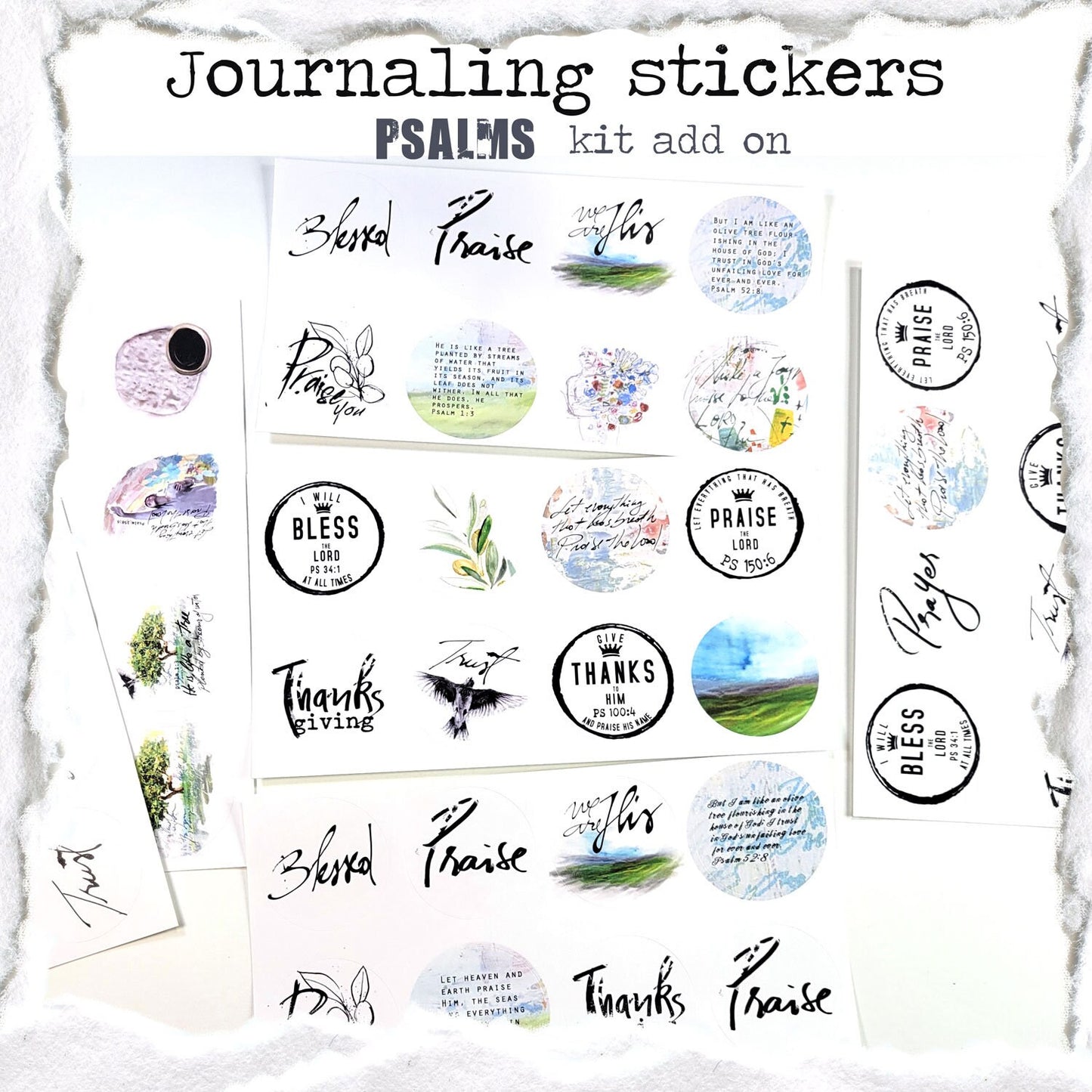 Psalms of Praise and Thanksgiving- ADD ON 40 journaling circular stickers