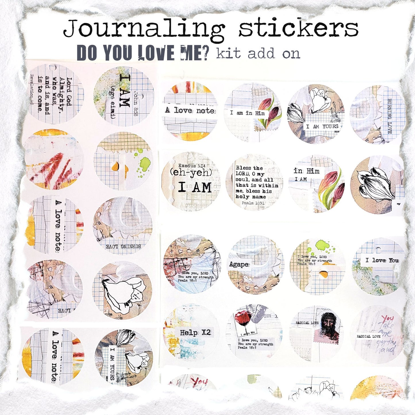 Do you love Me?- ADD ON 40 journaling circular stickers