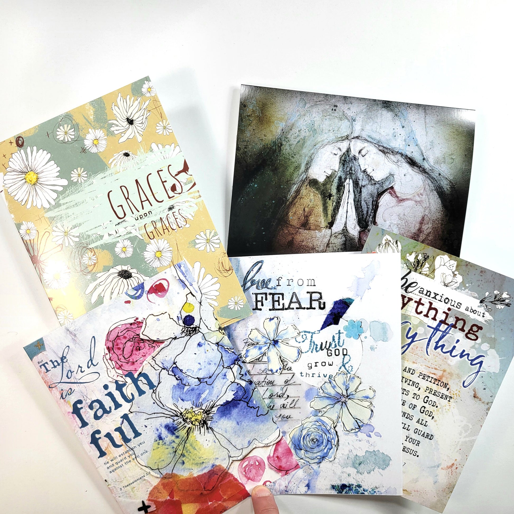 Set of 5 faith cards, greeting cards 5x7